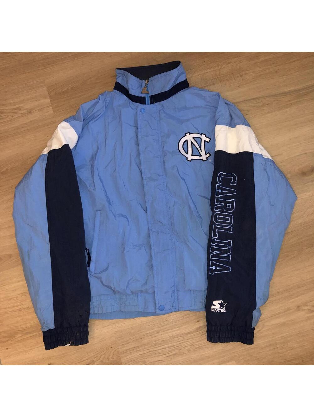 VINTAGE STARTER UNC NORTH CAROLINA TAR HEELS JACKET ZIP MENS SIZE MEDIUM